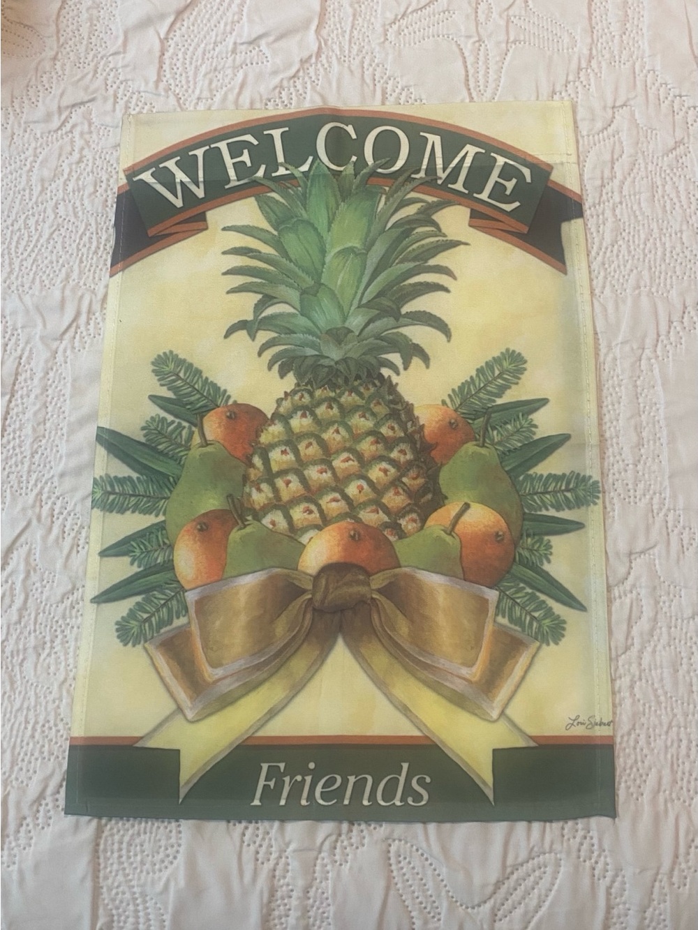 🍀Garden Flag “Welcome Friends”Pineapple Decorative - Yellow & Green